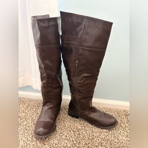 Brown Leather Knee-High Boots